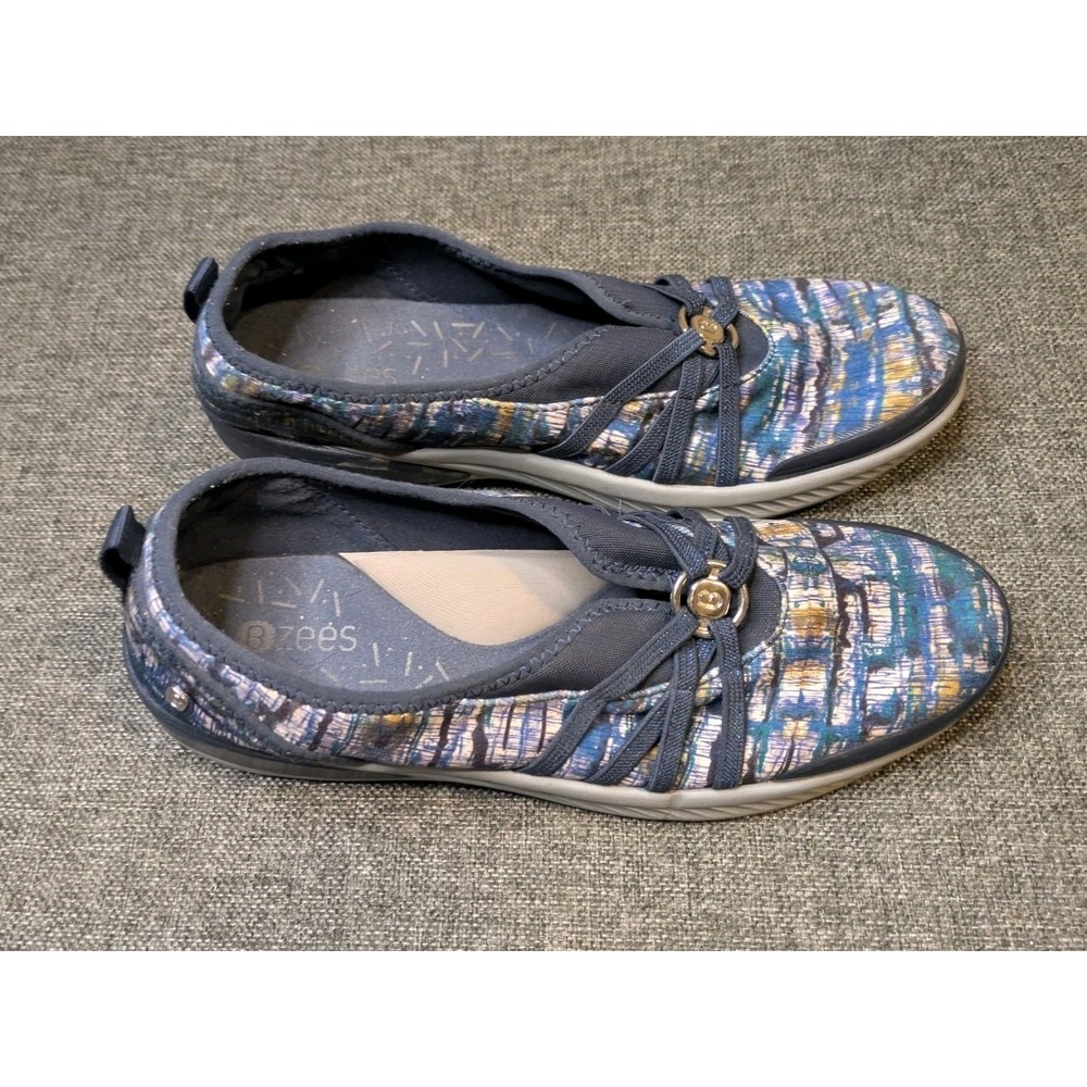 Bzees Women's Niche Abstract Comfort Shoes Overlay Stretch Straps Size 10 M